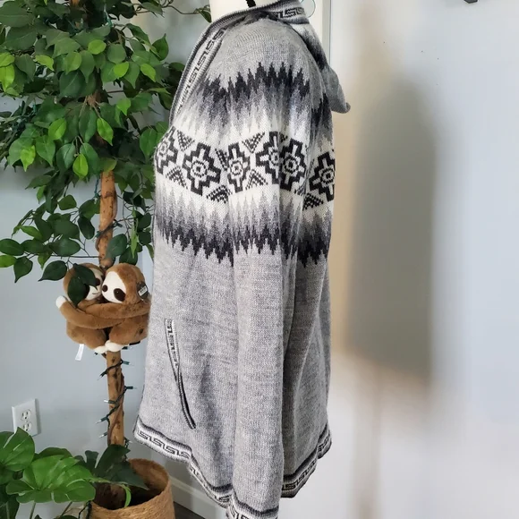 AMERICAN SOUTH SIDE Peruvian Alpaca Wool Blend Zip Sweater L - Picture 3 of 11